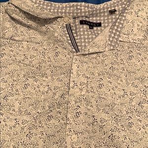 Synrgy White Button Up, With Black Flowers